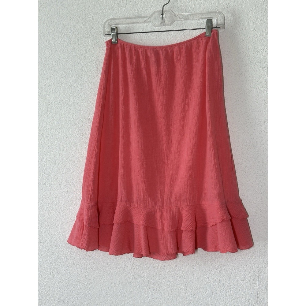 Fresh Produce Skirt Pink Coral Ruffle Women‎ Size S Kids L Gauze Cotton USA